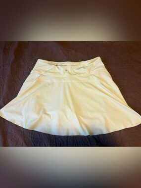 Athleta Pale Yellow Ace Tennis Skort with Built-In Shorts